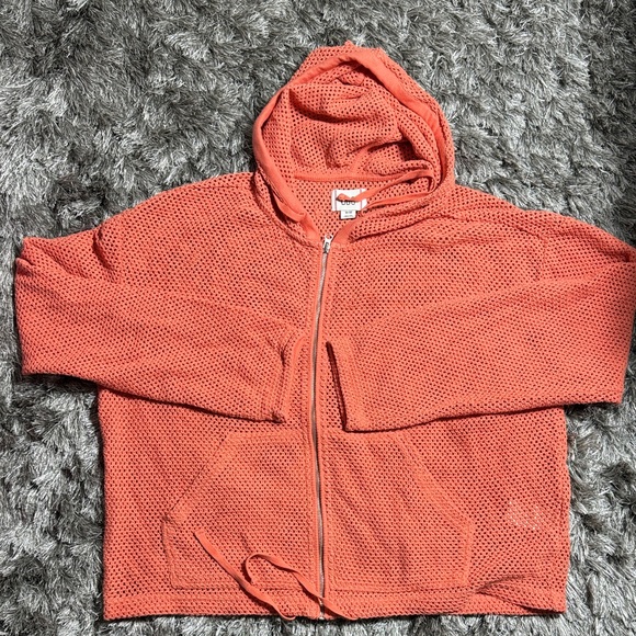 Other - Coral crotchet king cropped Hooded Zip-Up Sweater